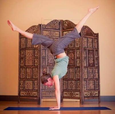 Inversions in front of the main practice space altar