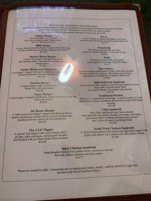 Updated menu as of 9/29/22