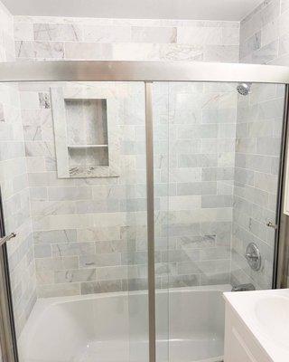 An amazing job on the tile and niche for the shower!!