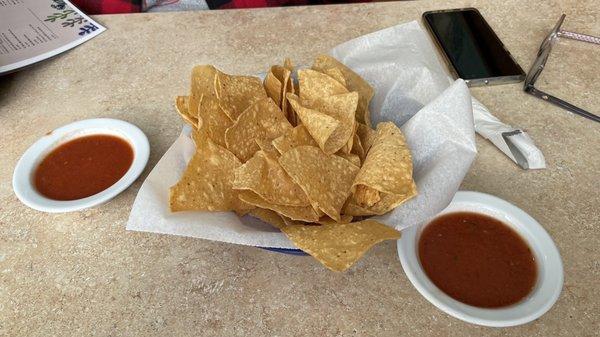 Complimentary chips and salsa