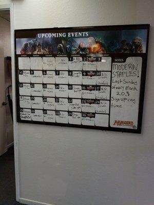 Calendar of events.