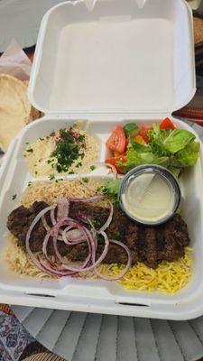 Beef 28. Kids Kufta-Lamb Kebab Over Rice