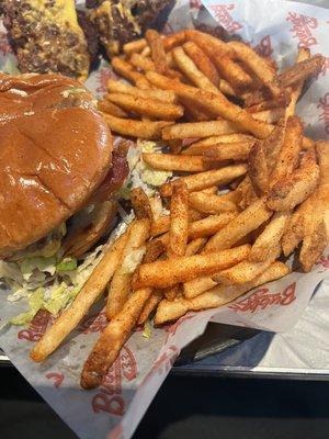 Bacon burger and fire fries