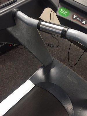 Old sweat stains and dust in gym equipment