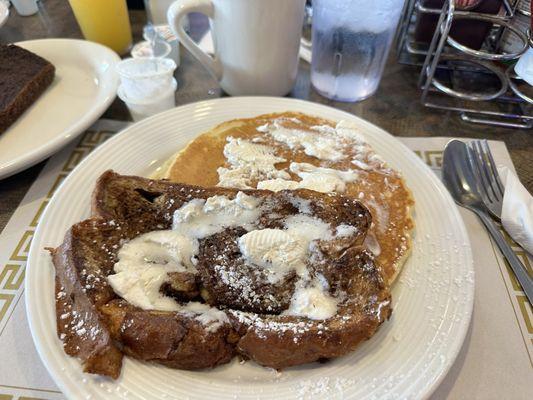 Sampler - French Toast, pancake, scrapple and came with two eggs, too!