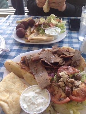 Gyro platter and falafel platter