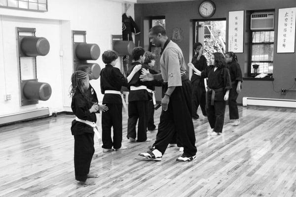 The end of another marvelous Kids class. The kids learn karate to combat bullying.