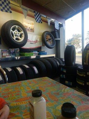 Inside showing all the tire options