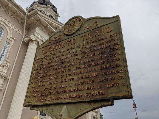 Slosheye Trail Historical Marker, Hawkinsville