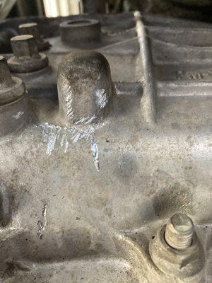 Damage to the transmission case from Acur-it Auto