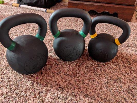 My kettlebells from Kettlebell Kings!