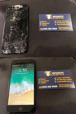 Iphone 7 screen replacement in 10 minutes with 1 year warranty !