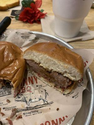 My lean brisket sandwich (there's a marbled brisket choice, too).