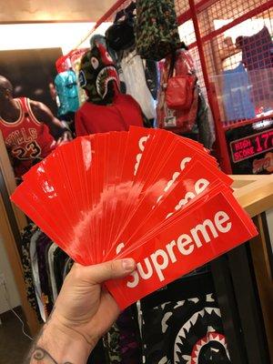 Accessories always availble from stickers hats hand bands and bape and supreme masks