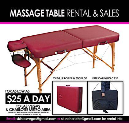 SKIN MASSAGE TABLE RENTAL CHARLOTTE