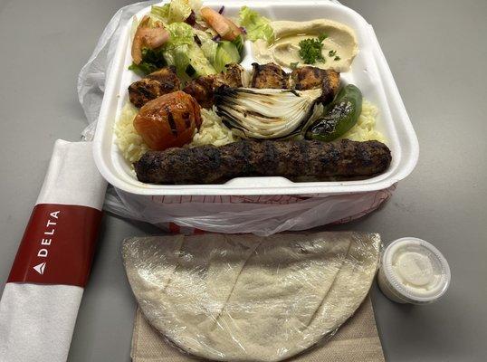 Mixed Chicken and Kafta Kebab Plate