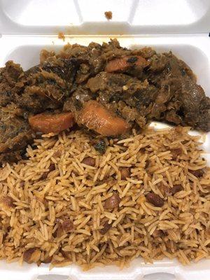 Legumes w/ beef rice   Good stuff!! Brothers Kafe Kreyol is the best