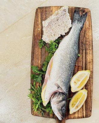 Whole Fish Baked in Sea Salt ( Branzino/ Levrek)