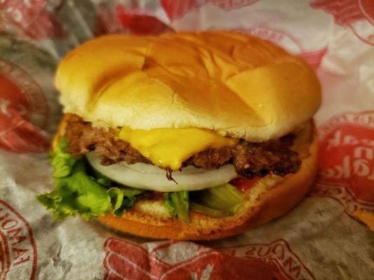 Single 'n Cheese Steakburger, add lettuce, tomato, onion