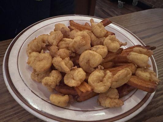 Fried shrimp and sweet potato fries