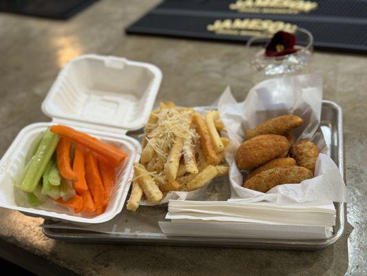 Fire Wings: Veggie Sticks, Garlic Fries, Jalapenos Peppers