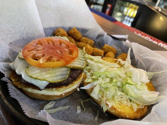 Burger with Tots