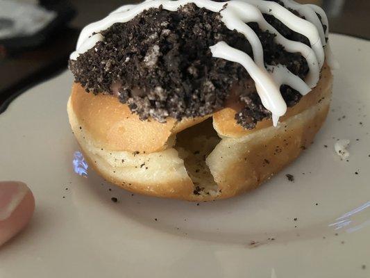 Got an oreo creme-filled donut... missing the best part!