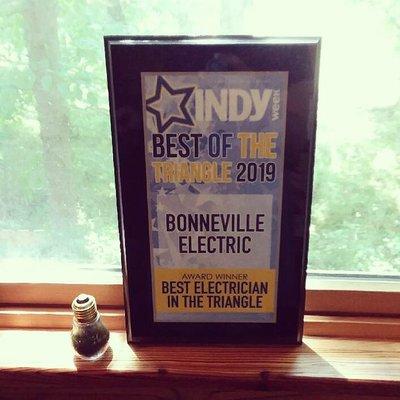 Voted 2019, "Best Electrician in the Triangle," via Indy Week.