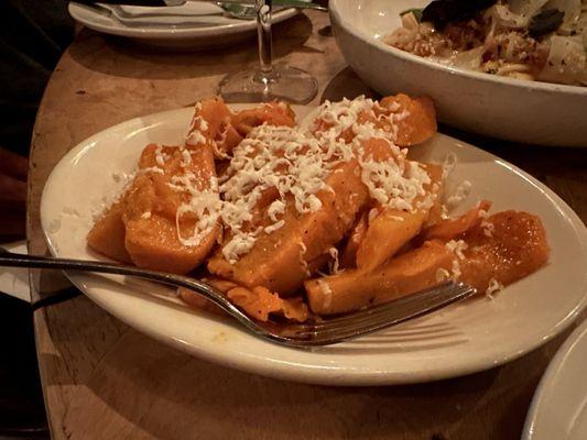 Roasted honey nut squash with blue cheese crumbles