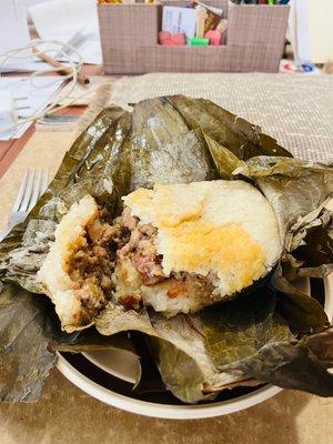 Huge, delicious sticky rice wrapped in lotus leaf (nor mai gai) for only $3.50!