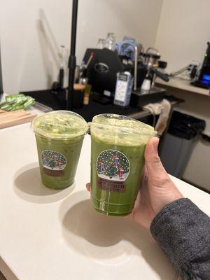 matcha lattes with oat milk and vanilla :)