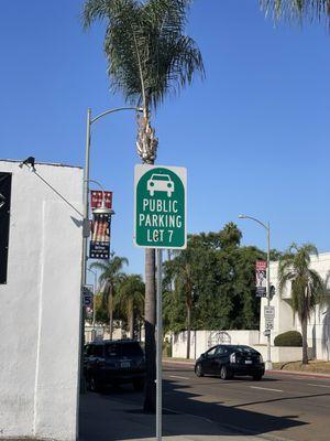 Parking lot way behind our tailor shop  you will have access to the patio shops  through the gate