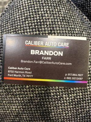 Brandon's business card.