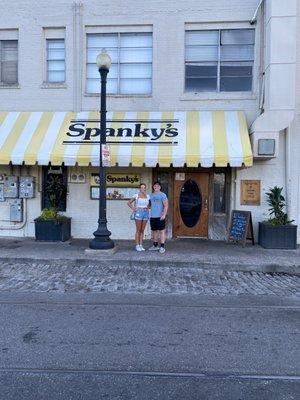 My children ( 24 & 17 years old ) standing in front of their new favorite restaurant!