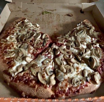 mushroom pizza w/extra mushrooms