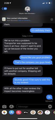 Company upset about review refusing service.. I didn't want to work with a broker regardless