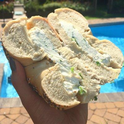 everything bagel with scallion cream cheese