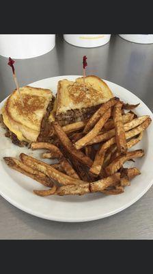 Meatloaf melt with fresh cut fries