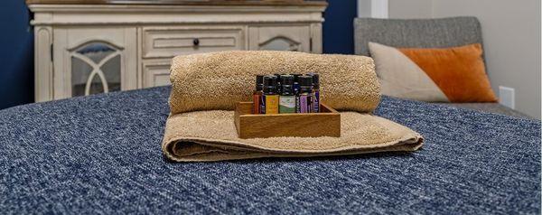 All organic essential oils offered with your massage at no charge.