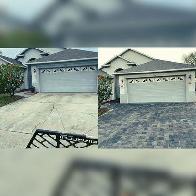 full drive way renovation in to a paver driveway