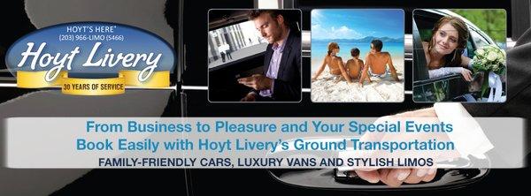 From Business to Pleasure and Your Special Events, Book Easily with Hoyt Livery's Ground Transportation; Family-Friendly Cars, Luxury Vans