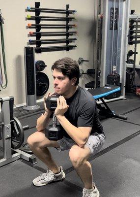 Anthony doing goblet squats