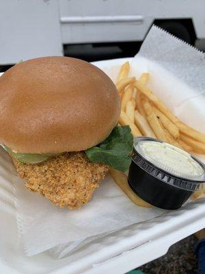 Chicken sandwich and fries