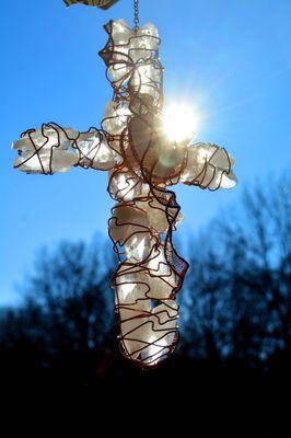 Crystal Cross. Crystals were dug in Arkansas by Tina and Chris. Available at Greenwood