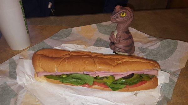 Bob the Raptor Says "$6 footlong prey!"