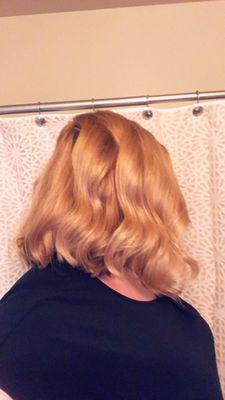 Angled Lob with strawberry blonde color