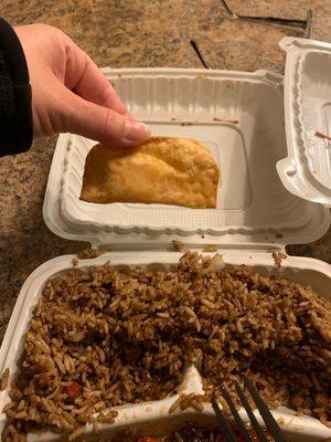 Pork fried rice and crab Rangoon