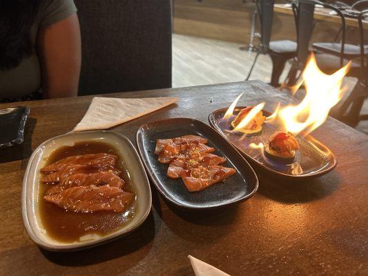 Salmon carpaccio and a chef special