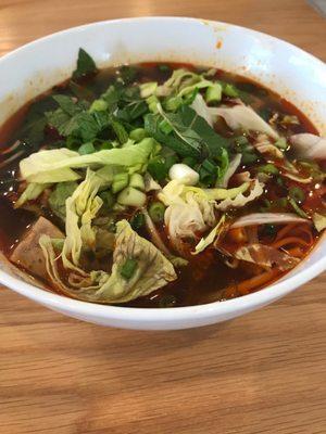 Let's try Bun bo hue Spicy beef noodle soup. Large $9 Very spicy, very good!