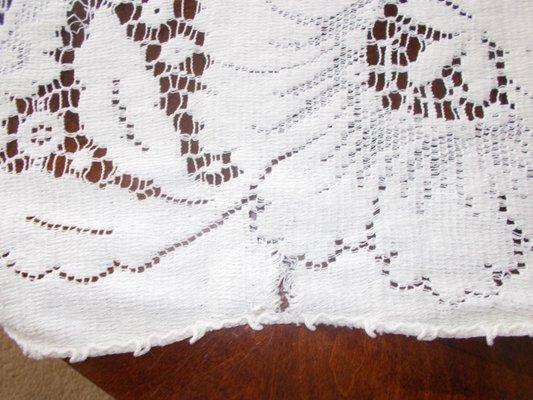 I-m sorry, I could not quite figure out how your site works - I have my grandmother's old lace tablecloth, I think it is "only" a Quaker